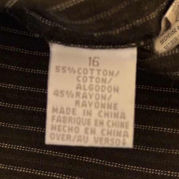 Claiborne Women's Black Pinstripe Button Down Shirt - Picture 3 of 8